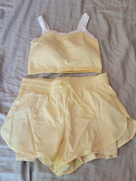 90 Degree By Reflex Other - 90 Degree Soft Yellow Ribbed Bralette & Shorts Set